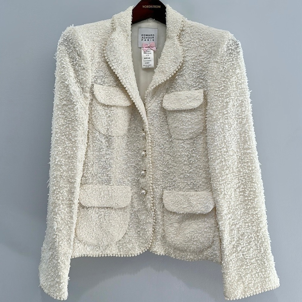 Edward Archour Paris Ivory Pearl Accent Jacket size M